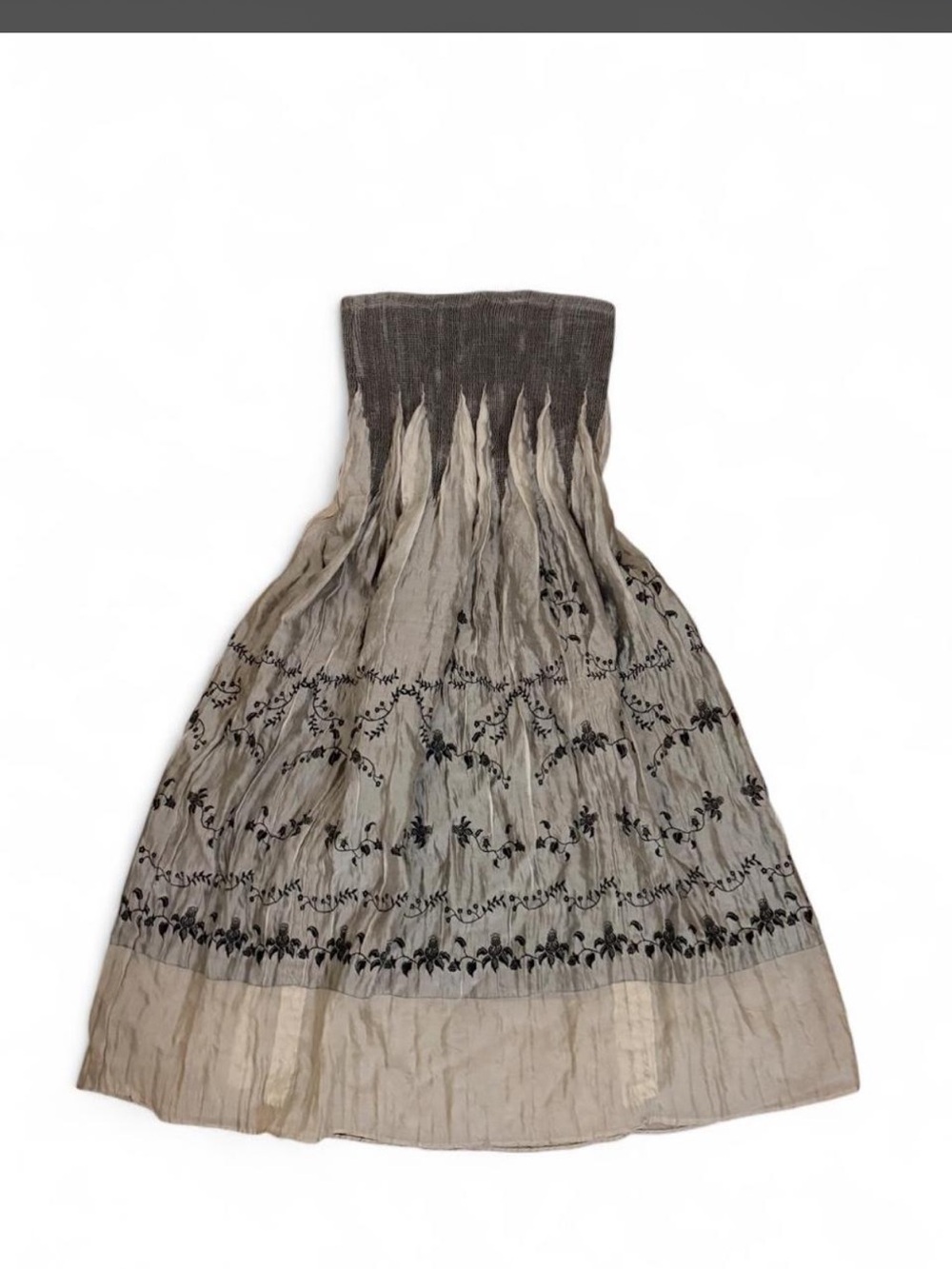 Lapis Gray Smocked Strapless Maxi Skirt with Black Tag